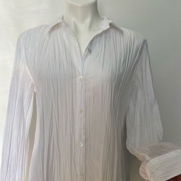 Chicos sz 2 white plisse button down - Picture 4 of 10